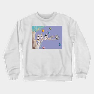 Koala Watercolor Painting, The Koalas Birthday Party - on Purple Crewneck Sweatshirt